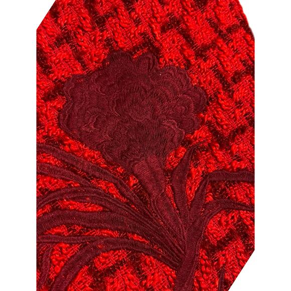 $429 Fanm Mon GULIA Corset Peplum Embroidered Tweed Midi Dress | Red Sz XL NWT - Picture 13 of 16